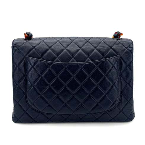 CHANEL VINTAGE MATELASSE TORTOISESHELL CHAIN SHOULDER BAG NAVY LAMB SKIN 90280642 - PURPOSE