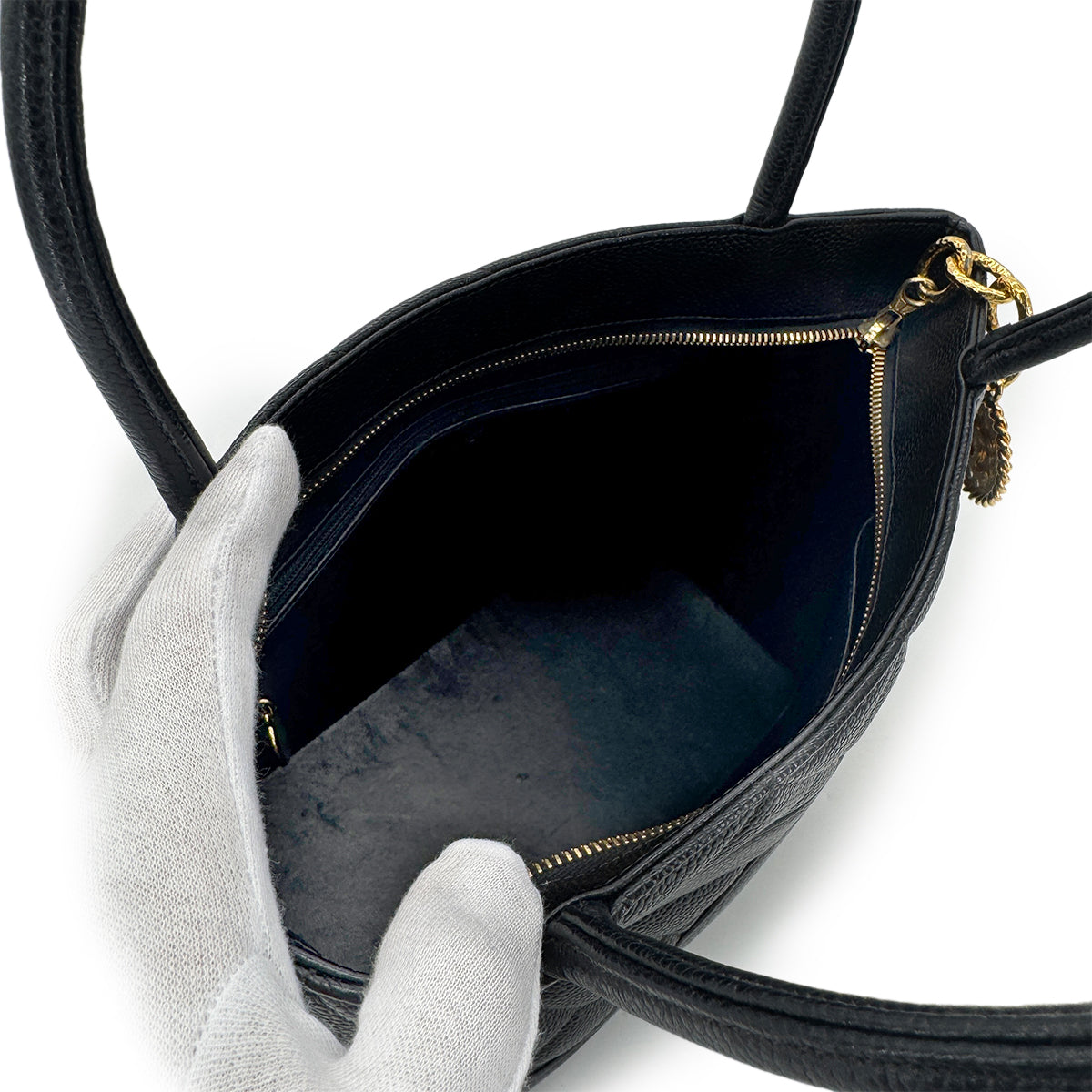 CHANEL VINTAGE MEDALLION TOTE BAG BLACK CAVIAR SKIN 90280643