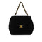 CHANEL VINTAGE DOUBLE CHAIN HAND BAG BLACK VELOUR 90280646 - PURPOSE