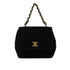 CHANEL VINTAGE DOUBLE CHAIN HAND BAG BLACK VELOUR 90280646 - PURPOSE