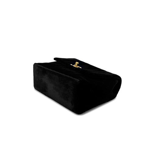 CHANEL VINTAGE DOUBLE CHAIN HAND BAG BLACK VELOUR 90280646 - PURPOSE