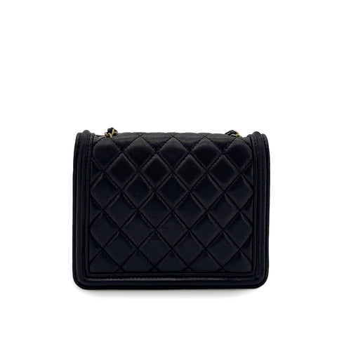 CHANEL BOY CHANEL MINI CHAIN SHOULDER BAG BLACK LEATHER 90280647 - PURPOSE