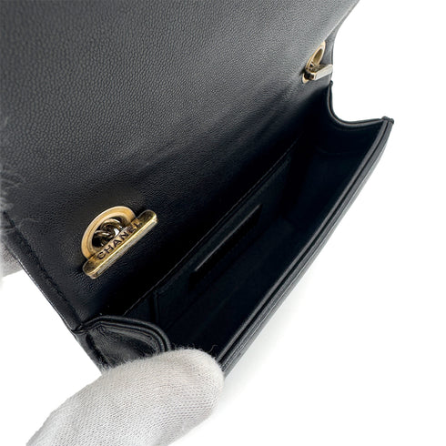 CHANEL BOY CHANEL MINI CHAIN SHOULDER BAG BLACK LEATHER 90280647 - PURPOSE