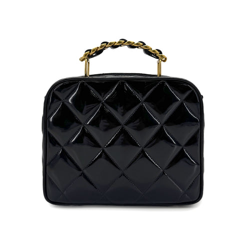 CHANEL VINTAGE VANITY CHAIN SHOULDER BAG BLACK ENAMEL 90280648 - PURPOSE