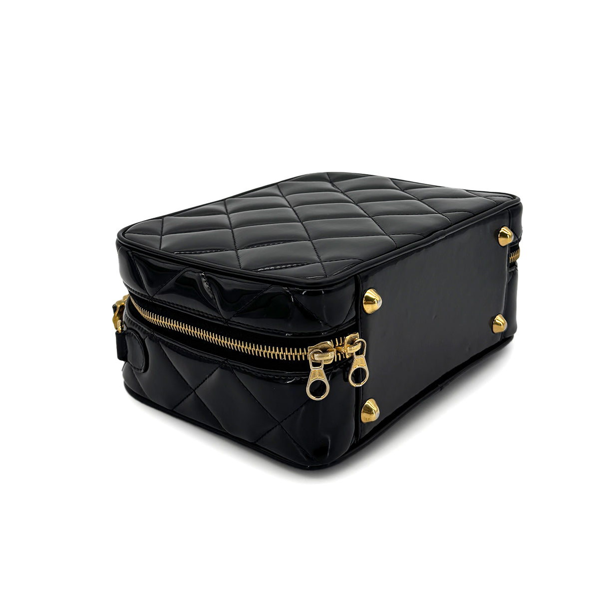 CHANEL VINTAGE VANITY CHAIN SHOULDER BAG BLACK ENAMEL 90280648