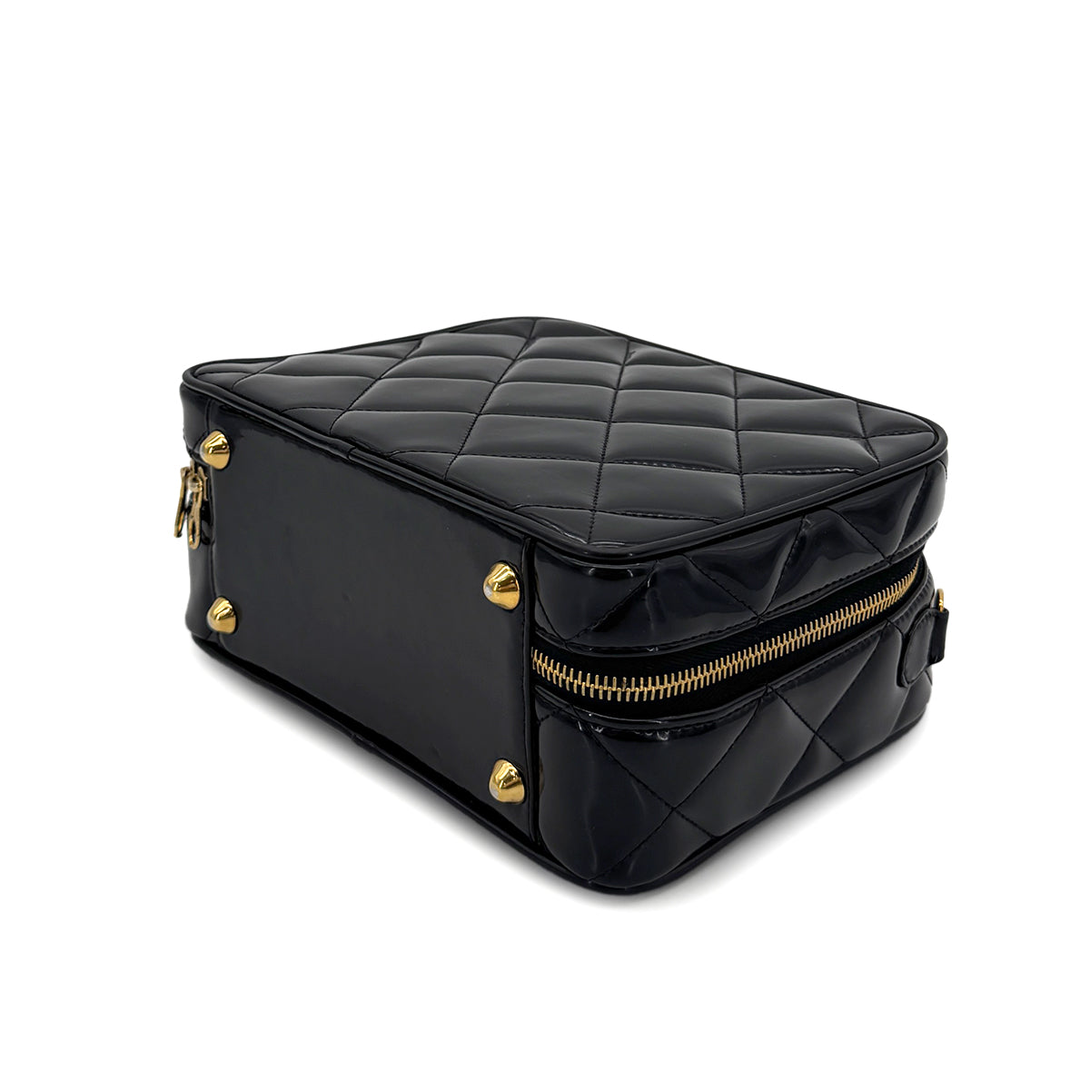 CHANEL VINTAGE VANITY CHAIN SHOULDER BAG BLACK ENAMEL 90280648