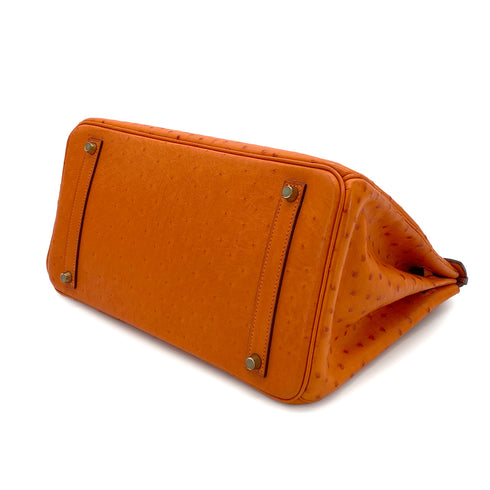 HERMES BIRKIN 35 TANGERINE OSTRICH HAND BAG □H GHW 90280697 - PURPOSE
