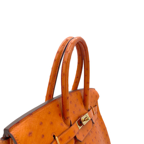 HERMES BIRKIN 35 TANGERINE OSTRICH HAND BAG □H GHW 90280697 - PURPOSE