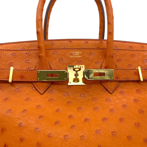 HERMES BIRKIN 35 TANGERINE OSTRICH HAND BAG □H GHW 90280697 - PURPOSE