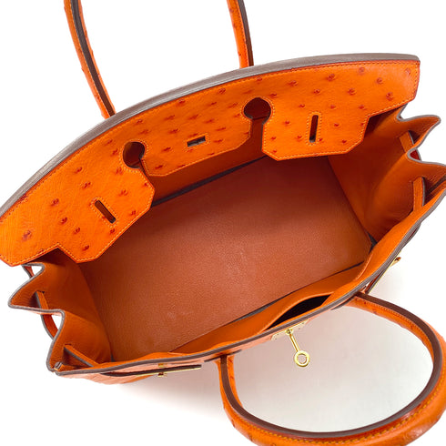 HERMES BIRKIN 35 TANGERINE OSTRICH HAND BAG □H GHW 90280697 - PURPOSE