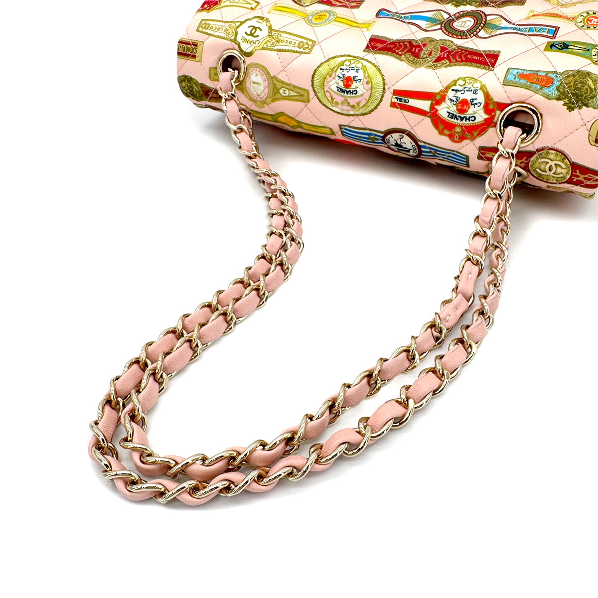 CHANEL MATELASSE CUBA COLLECTION CHAIN SHOULDER BAG PINK BEIGE SATIN 90280699