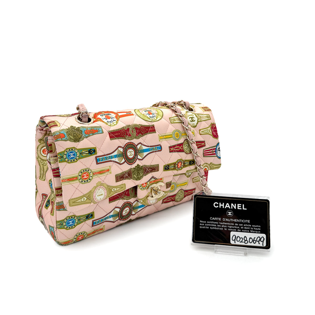 CHANEL MATELASSE CUBA COLLECTION CHAIN SHOULDER BAG PINK BEIGE SATIN 90280699