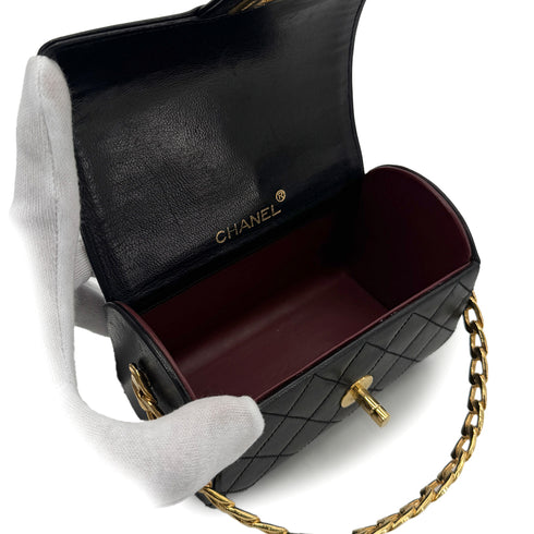 CHANEL VINTAGE MINI CHAIN HAND BAG BLACK LAMB SKIN 90280710 - PURPOSE
