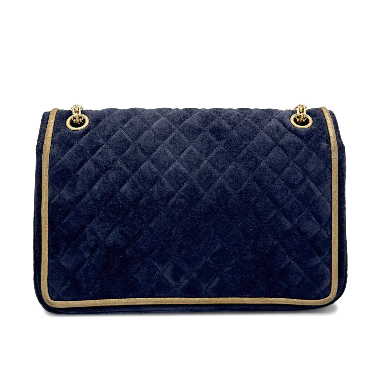 CHANEL 2.55 BIJOU CHAIN SHOULDER BAG NAVY GOLD SUEDE 90280713