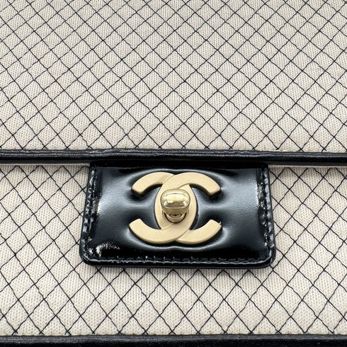 CHANEL VINTAGE MICRO QUILTED CHAIN SHOULDER BAG BEIGE BLACK CANVAS ENAMEL 90280714 - PURPOSE