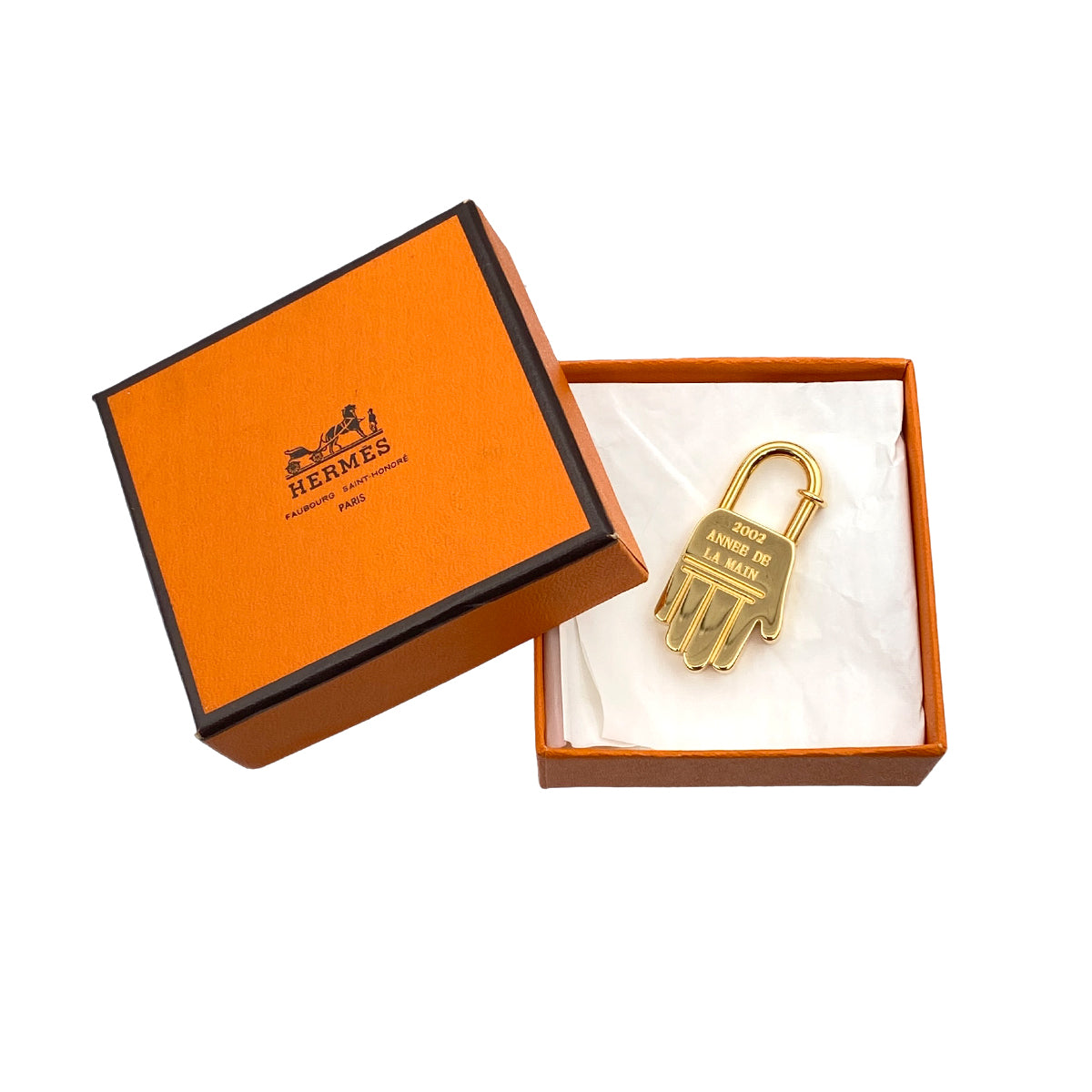 HERMES CADENA CHARM LA MAIN HAND 2002 GOLD ACCESSORY 90281179