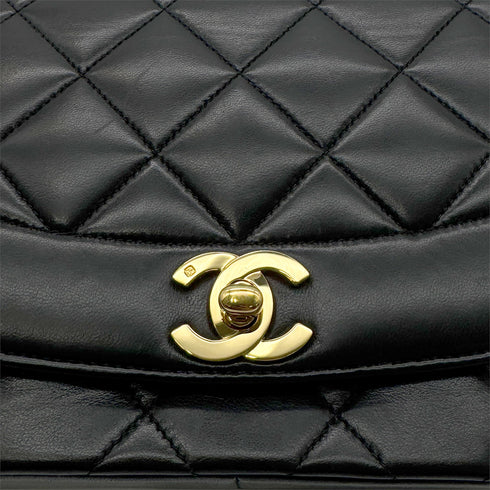 CHANEL VINTAGE DIANA MEDIUM CHAIN SHOULDER BAG BLACK LAMB SKIN 90281240 - PURPOSE