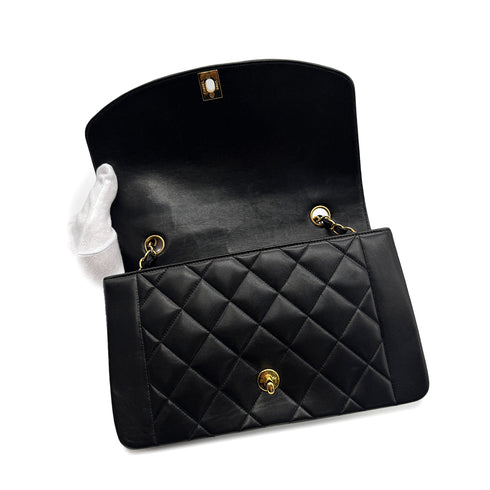 CHANEL VINTAGE DIANA MEDIUM CHAIN SHOULDER BAG BLACK LAMB SKIN 90281240 - PURPOSE