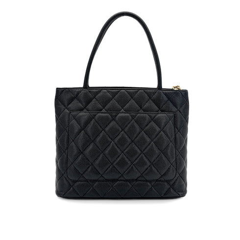 CHANEL VINTAGE MEDALLION TOTE BAG BLACK CAVIAR SKIN 90281243 - PURPOSE
