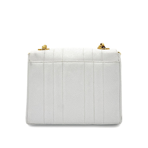 CHANEL VINTAGE MADEMOISELLE BIJOU CHAIN SHOULDER BAG WHITE CAVIAR SKIN 90281244 - PURPOSE