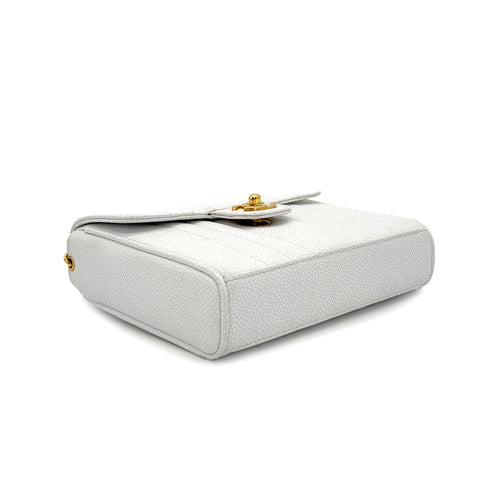 CHANEL VINTAGE MADEMOISELLE BIJOU CHAIN SHOULDER BAG WHITE CAVIAR SKIN 90281244 - PURPOSE