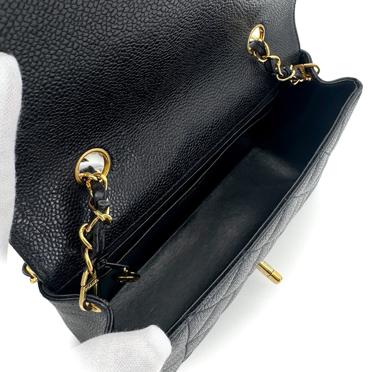 CHANEL VINTAGE DIANA SMALL CHAIN SHOULDER BAG BLACK CAVIAR SKIN 90281245