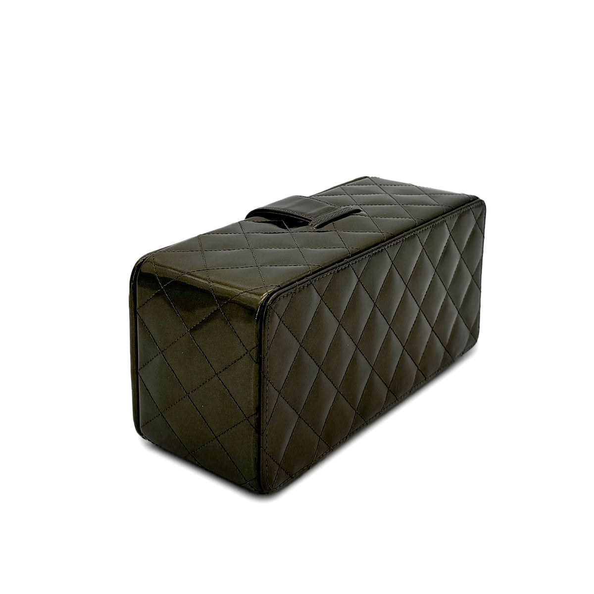 CHANEL VINTAGE VANITY HAND BAG KHAKI ENAMEL 90281254