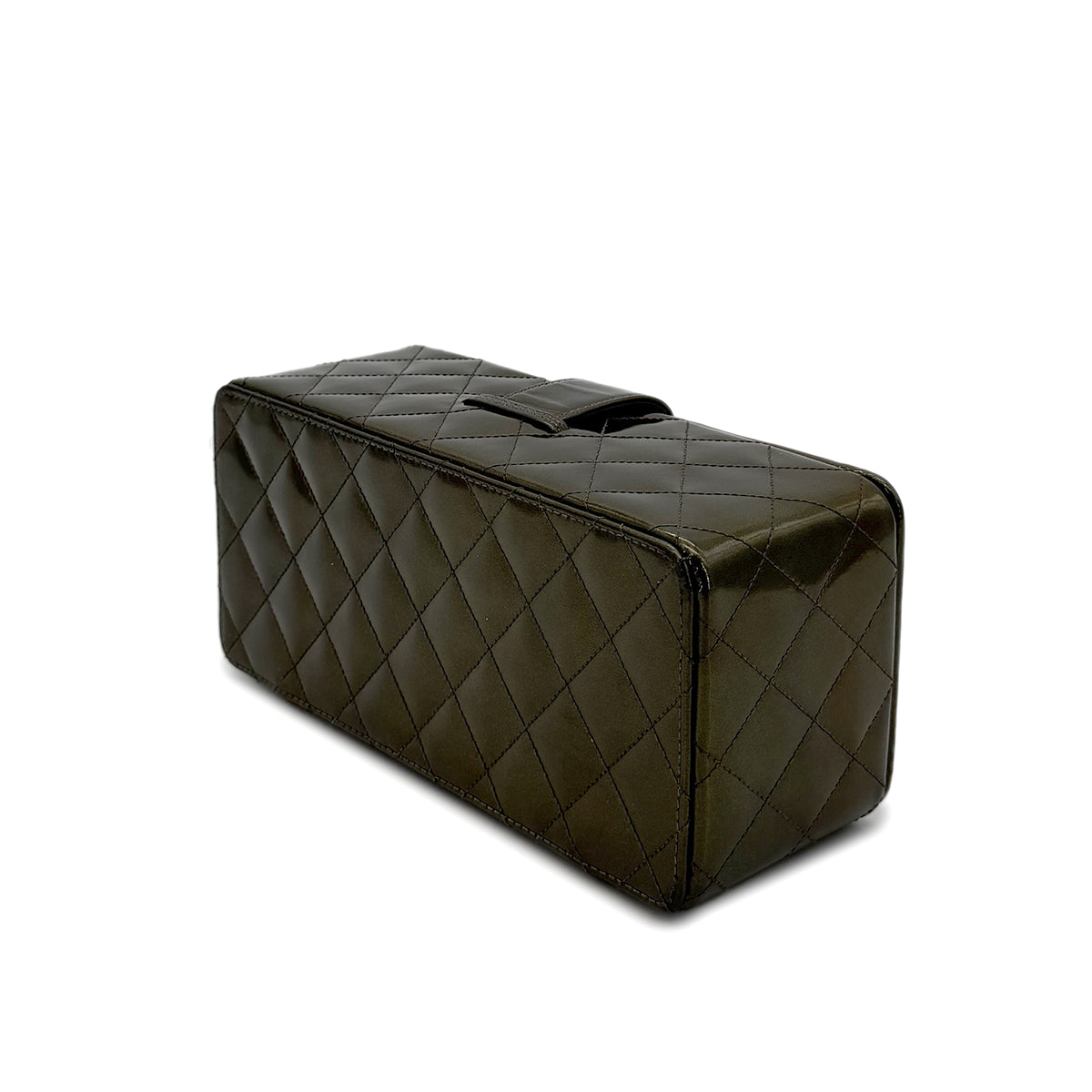 CHANEL VINTAGE VANITY HAND BAG KHAKI ENAMEL 90281254