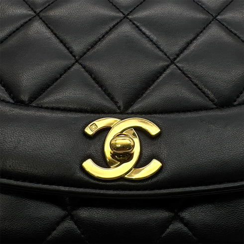 CHANEL VINTAGE DIANA MEDIUM CHAIN SHOULDER BAG BLACK LAMB SKIN 90281258 - PURPOSE