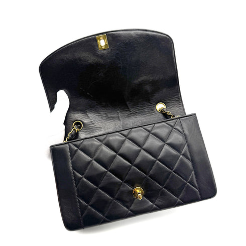 CHANEL VINTAGE DIANA MEDIUM CHAIN SHOULDER BAG BLACK LAMB SKIN 90281258 - PURPOSE