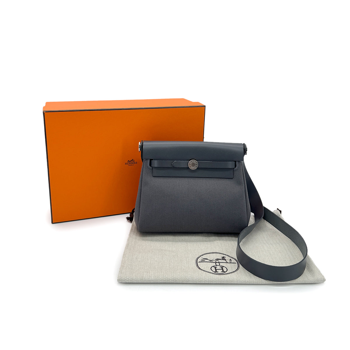 HERMES HERBAG ZIP MINI ARDOISE TOILE MILITAIRE VACHE HUNTER W 90281262