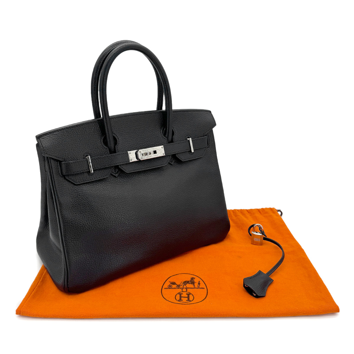 HERMES BIRKIN 30 BLACK VACHE LIEGEE HAND BAG □I SHW 90281406