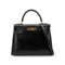 HERMES KELLY 28 SELLIER BLACK BOXCALF HAND SHOULDER BAG □C GHW 90281407 - PURPOSE