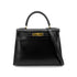 HERMES KELLY 28 SELLIER BLACK BOXCALF HAND SHOULDER BAG □C GHW 90281407 - PURPOSE