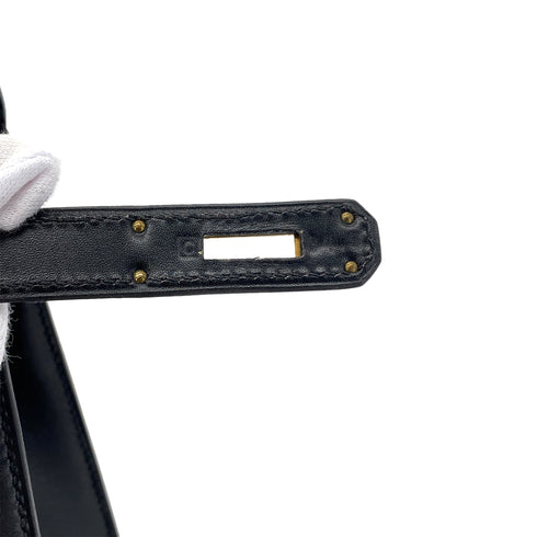 HERMES KELLY 28 SELLIER BLACK BOXCALF HAND SHOULDER BAG □C GHW 90281407 - PURPOSE