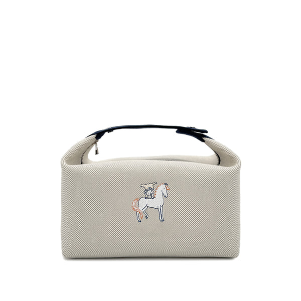 HERMES BRIDE A BRAC CABRIOLE GM GRIS PERLE TOILE H POUCH HAND BAG 90281414 - PURPOSE