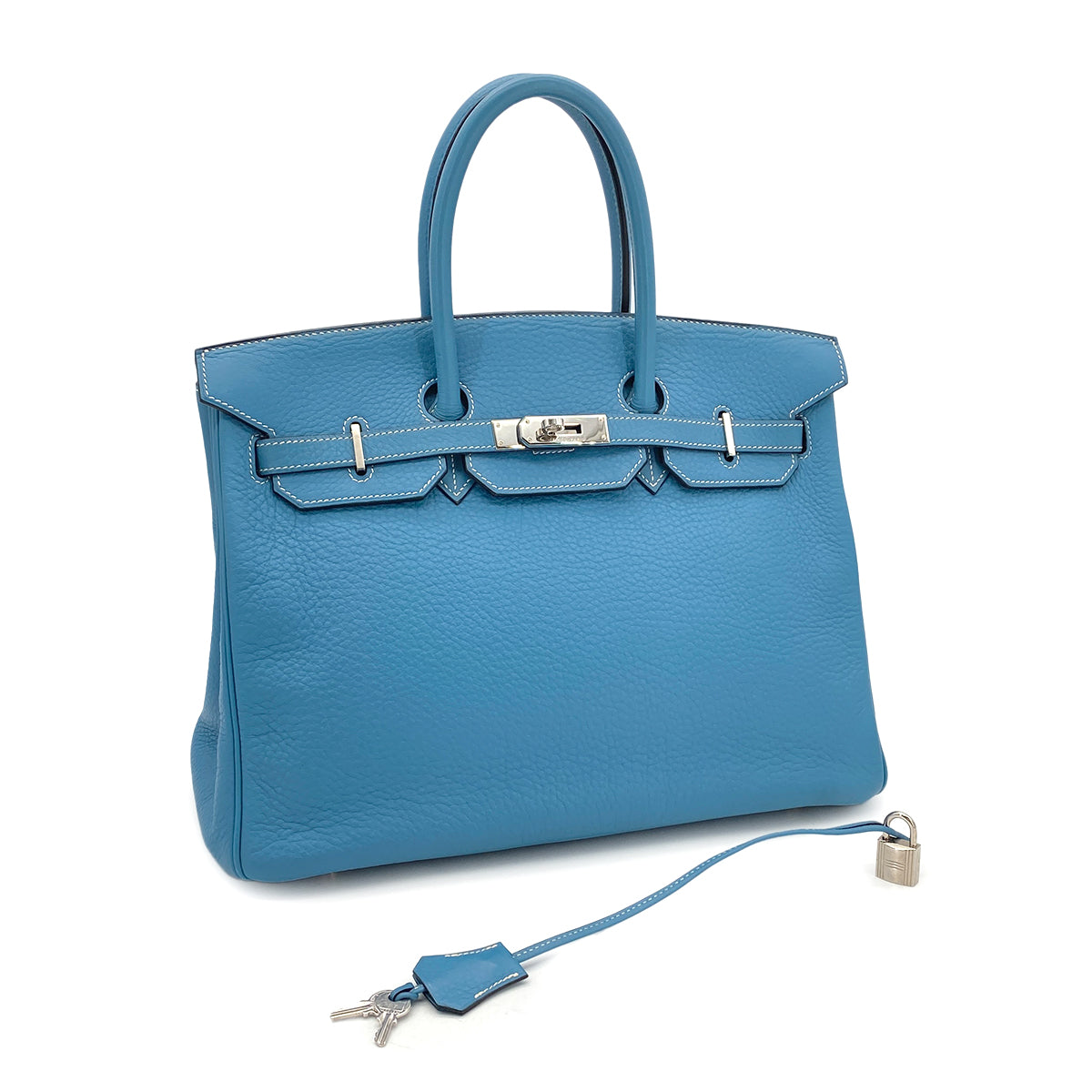 HERMES BIRKIN 35 BLUE JEAN TAURILLON CLEMENCE HAND BAG ▢F SHW 90281418