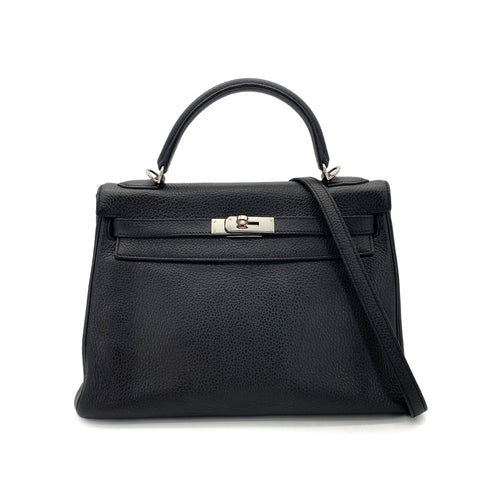 HERMES KELLY 32 RETOURNE BLACK TAURILLON CLEMENCE HAND SHOULDER BAG □O SHW 90289600 - PURPOSE