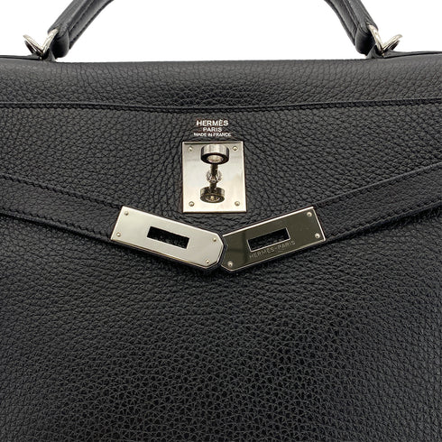 HERMES KELLY 32 RETOURNE BLACK TAURILLON CLEMENCE HAND SHOULDER BAG □O SHW 90289600 - PURPOSE