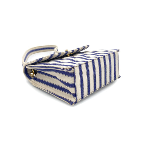 CHANEL VINTAGE STRIPED SHOULDER BAG BLUE WHITE CANVAS 90281422 - PURPOSE