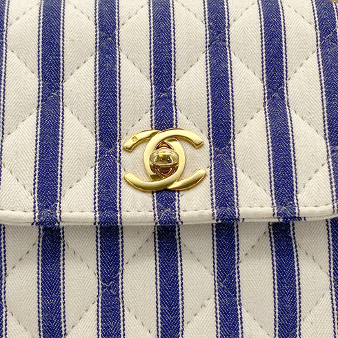 CHANEL VINTAGE STRIPED SHOULDER BAG BLUE WHITE CANVAS 90281422 - PURPOSE