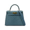 HERMES KELLY 28 SELLIER BLUE JEAN OSTRICH HAND SHOULDER BAG 〇Z GHW 90281428 - PURPOSE