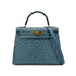 HERMES KELLY 28 SELLIER BLUE JEAN OSTRICH HAND SHOULDER BAG 〇Z GHW 90281428 - PURPOSE