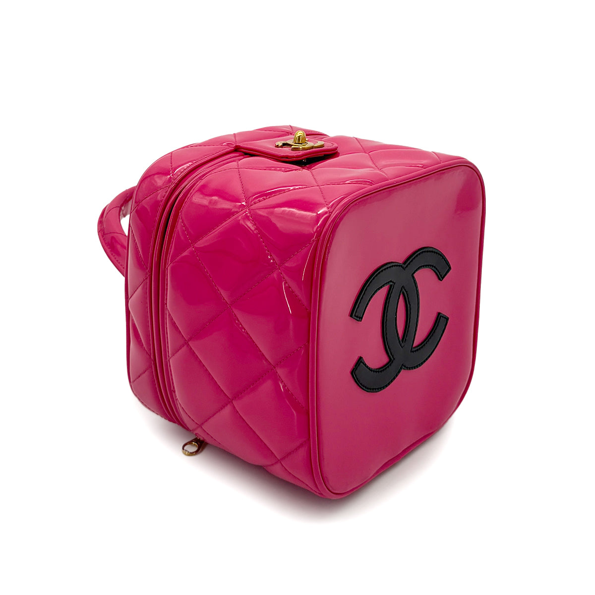CHANEL VINTAGE MATELASSE VANITY HAND BAG PINK ENAMEL 90281432