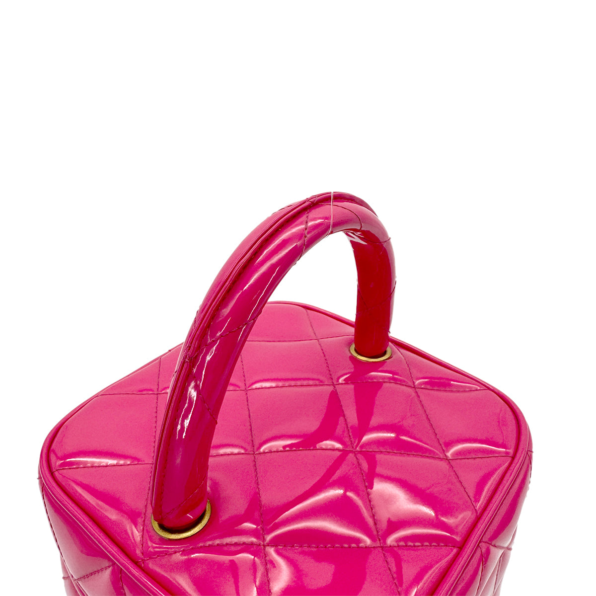 CHANEL VINTAGE MATELASSE VANITY HAND BAG PINK ENAMEL 90281432
