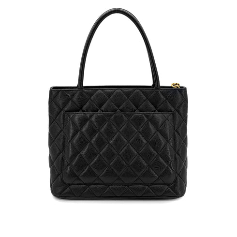 CHANEL VINTAGE MEDALLION TOTE BAG BLACK CAVIAR SKIN 90281436 - PURPOSE