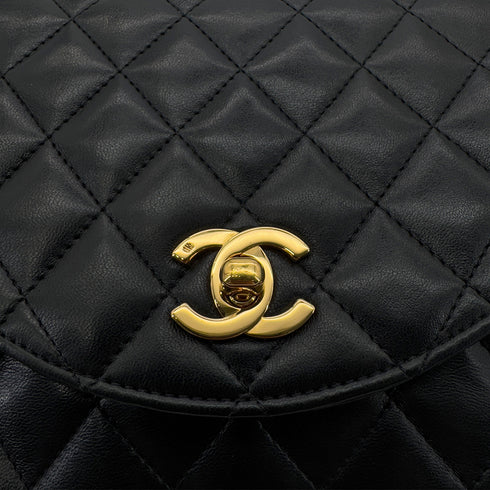 CHANEL VINTAGE MATELASSE HALF MOON CHAIN SHOULDER BAG BLACK LAMB SKIN 90281441 - PURPOSE