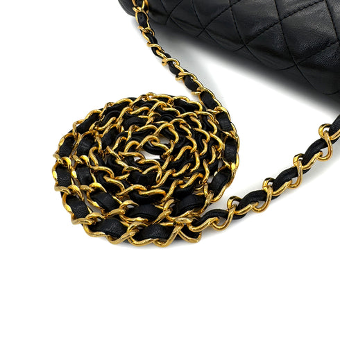 CHANEL VINTAGE MATELASSE HALF MOON CHAIN SHOULDER BAG BLACK LAMB SKIN 90281441 - PURPOSE