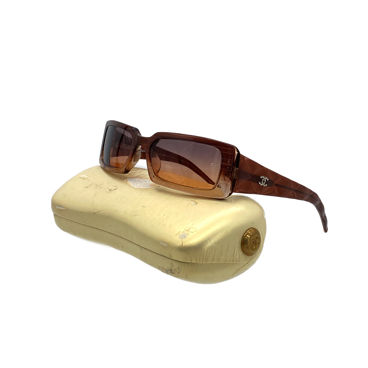 CHANEL SUNGLASSES COCOMARK RHINESTONE BROWN EYEWEAR 90281540