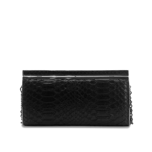 CHANEL CHAIN SHOULDER BAG LOGO RHINESTONE BLACK PYTHON 90281546 - PURPOSE